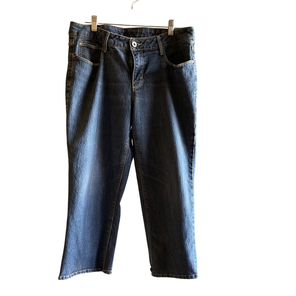 Mid‎ Rise Denim Cropped Jeans Dark Wash Everyday Casual Comfort